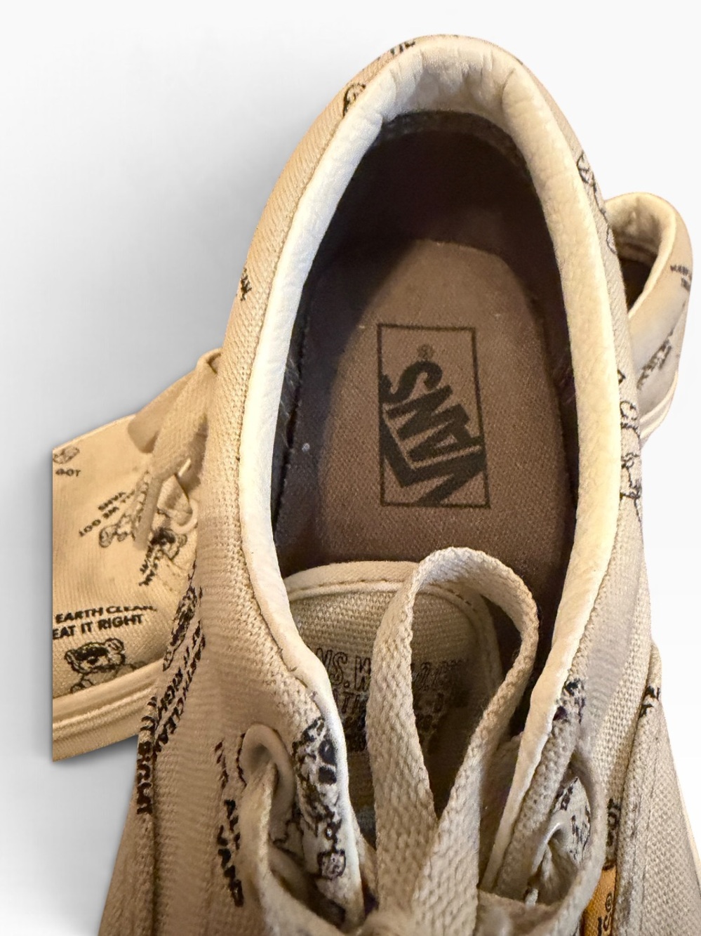 Vans Era World Code Teddy Bear Earth Day Sneakers Oatmeal Cream Unisex - Picture 10 of 11
